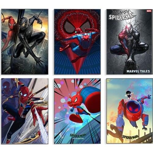 Superhero Marvel Spiderman Printmaking Mural Living Room Bedroom Wall Art Canvas Painting Home Decor Boy Girl Home Decor
