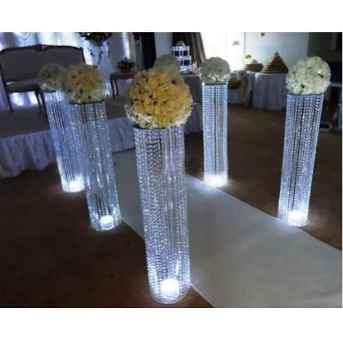 Wedding aisle crystal pillars Wedding walkway stand Centerpiece for Party Christmas wedding decor flower stand 5