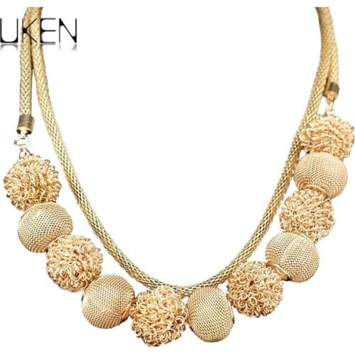UKEN Multilayers Chain Metal Ball Pendant Necklace Women Charm Jewelry Fashion Accessories Choker Statement Necklaces