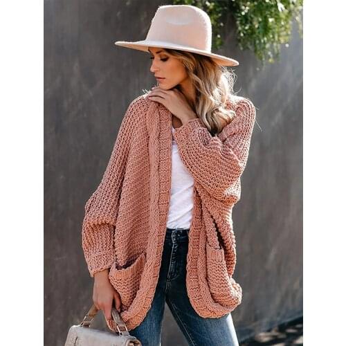 Fitshinling Batwing Sleeve BOHO Knitted Cardigan Pockets Holiday Oversize Winter Coat Twist Loose Vintage Long Cardigans Women