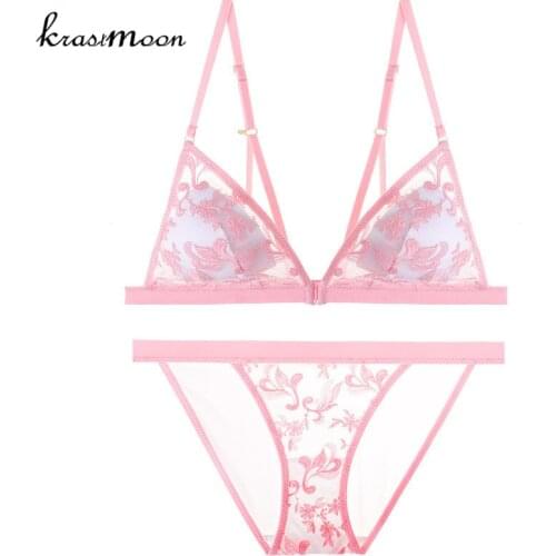 Women Underwer Lingerie Set Sexy Bra Brief Sets Push up Transparent Lace Embroidery Wire Free Thin Black Bra and Panties BS152