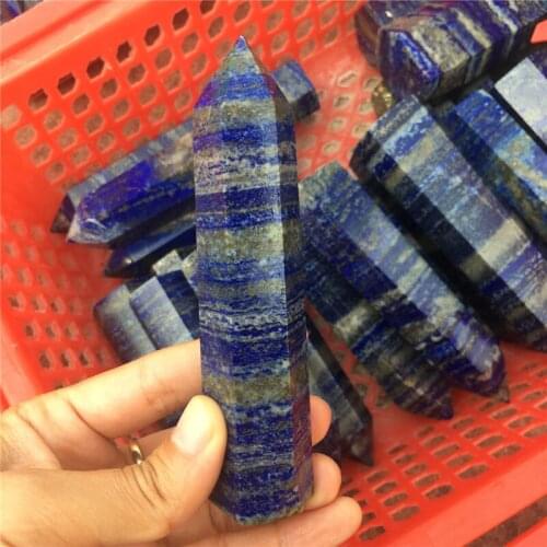 1pcs high quality chakra stone big long size natural lapis lazuli wand point healing crystal mineral for home decor wholesale