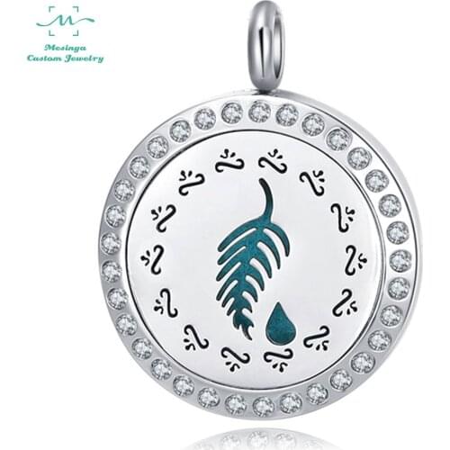 10pcs Leaf&oils (25mm) Aromatherapy / 316L stainless steel Essential Oils Diffuser Locket pendant Necklace