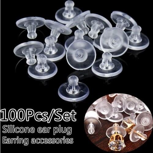 100pcs/lot Stud Earring Transparent Rubber Stoppers Silicone Round Ear Plugging Blocked Earring Backs Stoppers Ear P2