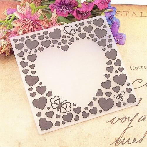 12.6x12.6cm heart Embossing folders Plastic bump Scrapbooking DIY Template Fondant indentation Cake Photo Album Card Make