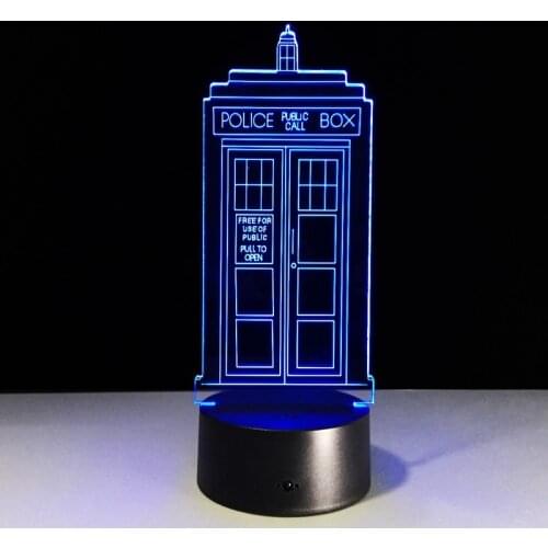 Doctor Who TARDIS 7 color changing visual illusion LED lamp visual fashion toy 3D light Enterprise action figure kids gift