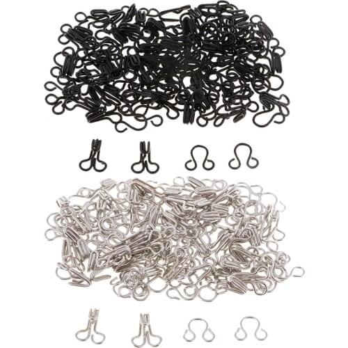 50 Sets Silver Black Metal Hook and Eye Closure Sewing Fasteners for Fur Dress Skirt Collar Bra Sew