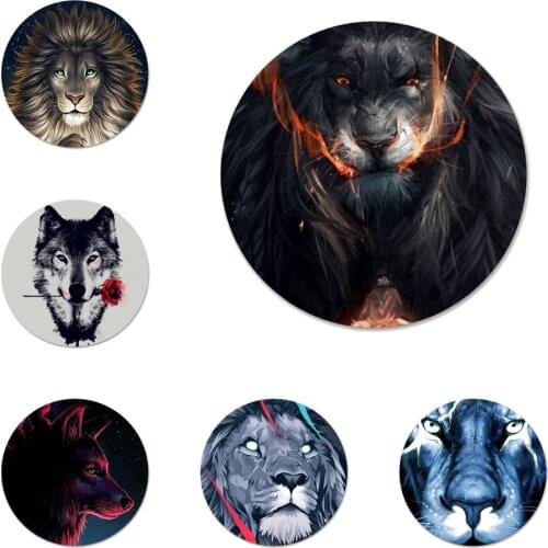 58mm Animal lion wolf Badge Brooch Pin Accessories For Clothes Backpack Decoration gift