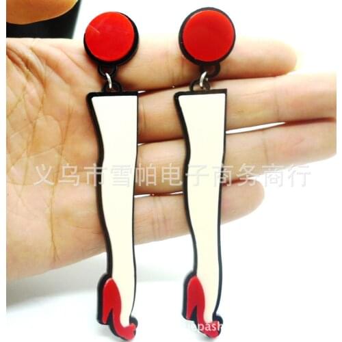 Punk Pretty Legs Acrylic Drop Earrings Cool Hiphop Long Charming Legs Tassel Dangle Earrings Night Club Party Trendy Earrings