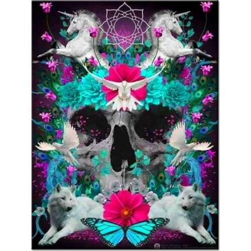 Diamond Embroidery Wolf,Round Diamond Skull Pigeon Full rhinestone Diamond painting cross stitch,needlework,Home Art,A563