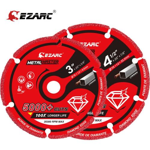 EZARC Diamond Cutting Wheel 3 x 3/8 Inch & 4-1/2 x 7/8 Inch for Metal,Cut Off Wheel with 5000+ Cuts on Rebar,Steel,Iron and INOX