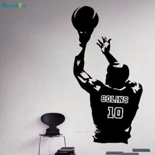 Basketball Wall Decal Left Hand Shot Home Decor Custom Name And Number Sport Player Self-adhesive Sticker Unique Gift YT4055