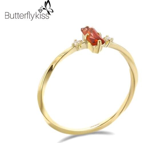 BK 9k Yellow Gold Natural Garnet Rings For Women Rectangle Red Gemstone Vintage Engagement Party Fine Jewelry Gift To Girlfriend