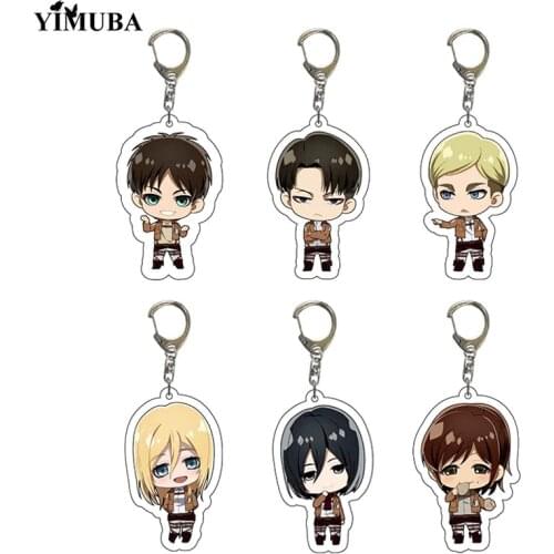 Fashion Attack on Titan Q Version Acrylic Keychain Cartoon Printed Anime Figures Pendant Key Chain Cosplay Jewelry Friends Gift