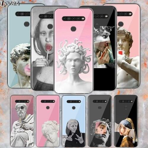Art David Statue flower For LG V60 V50S V50 G8X G8S G8 G7 ThinQ 5G K61 K51S K41S K30 K20 2019 Q60 Q9 Soft Phone Case