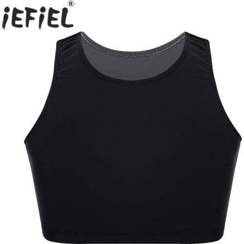 Kids Girls Ballerina Lyrical Dance Costume Basic Crop Top Tanks Tops for Ballet Dance Stage Performance Workout Leotard Exercise