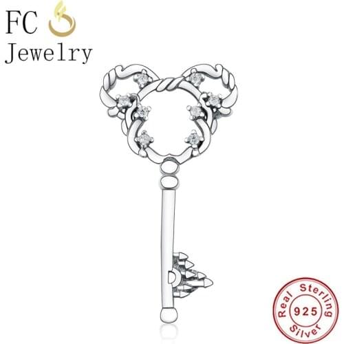 FC Jewelry Fit Orginal Brand Charm Bracelet 925 Silver Mikcey Shape Zirconia Key Bead Accessories Handmade Making Berloque DIY