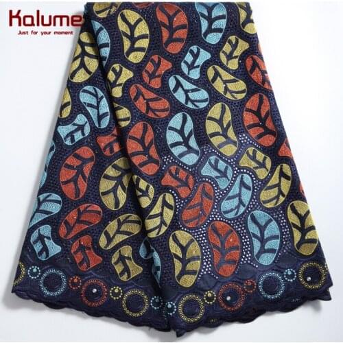 Kalume New Arrival African Swiss Cotton Lace Fabric 2021 Nigerian Hole Swiss Voile Lace In Switzerland With Stone For Dress 2279