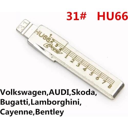 Scale Shear Teeth Blank Key HU66 For Volkswagen,AUDI,Skoda NO.31 Engraving Line Key Blank For Cayenne,Bugatti[10pcs]