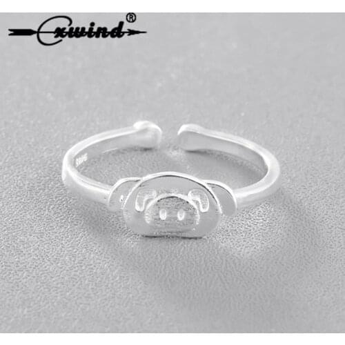 Cxwind Cute Animal Pig Head Ring Wedding Rings for Women Lady Adjustable Constellation Sign Ring Wrap Finger Jewelry bague femme