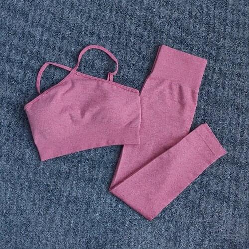 Women Seamless Yoga Set High Waist Quick Dry Leggings+Sport Bra Fitness Running Gym Suit Workout Clothes Jogging Sportwear