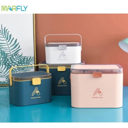 Portable First Aid Kit Container Pill Case Family Emergency Medicine Storage Box Organizer With Handle Capacity Pill Container