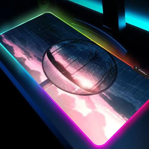 Customized DIY Pattern RGB Animation Sunset Glow Game Glowing Mouse Pad Gamer Mouse Pad LED Light USB Wired Non-slip Mouse Pad