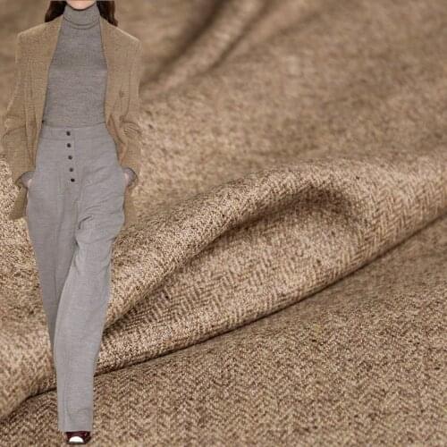 Red Raspberry Camel Herringbone Yarn Dyed Wool Garment Materials Women Jacket Pants DIY Sewing Cloth Fabrics Tailor Freeshipping