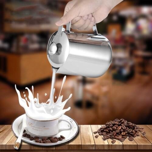 Stainless Steel Milk Frothing Pitcher with Lid Espresso Coffee Cappuccino Milk Cream Cup Frothing Jug