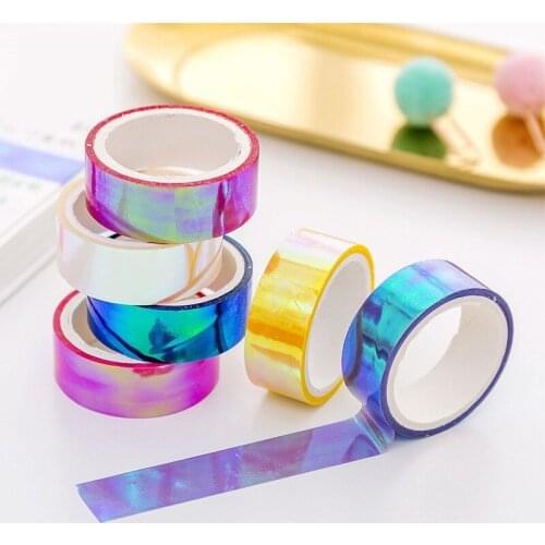 5m Laser Glitter Washi Tape Decorative Adhesive Masking Scrapbooking Girl Album Stationery Tape stationery stickers photo Diary