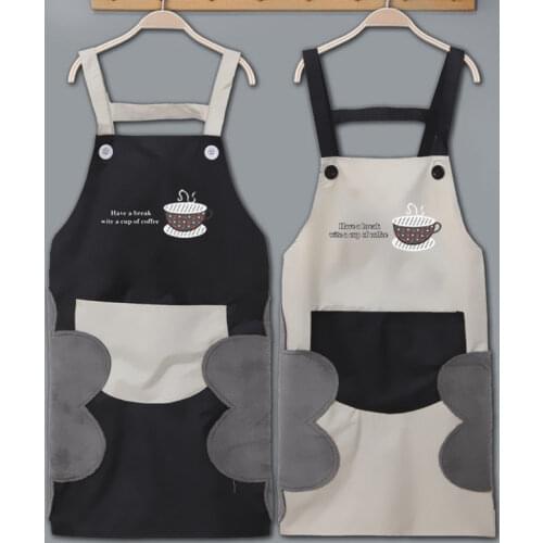 Washable apron womens fashion kitchen household adult waterproof and oil proof household cooking dirt resistant baking Bib