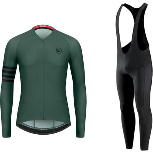 Kapvoe Men Long Sleeves Shirt Trousers Cycling Jersey Set UPF Reflective Quick Dry Back Pockets Riding Equipment Road Bike