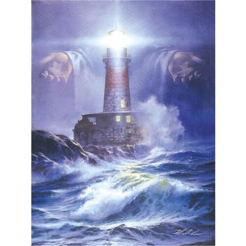 Diy lighthouse & the hand of God Diamond painting cross stitch kits 5d Diamond embroidery mosaic painting by numbers saleZP-3136