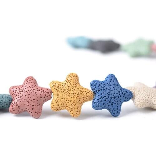Natural Colorful Beads Volcanic Lava Star Loose Spacer Beads For Jewelry Making 15" Strand DIY Bracelet Necklace Accessorries