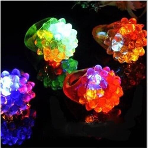 New Arrival LED Ring Light Ring Flash Light LED Mitts Cool Led Light Up Flashing Bubble Ring Rave Party Blinking Soft Jelly Glow
