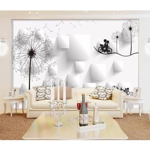 Wallpaper for walls 3 d for living room 3d square 3d hand drawn dandelion background wall painting