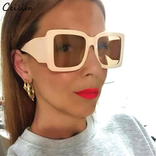 Fashion Square Sunglasses Women Brand Designer 2021 New Vintage Big Frame Shades Luxury Gradient Sun Glasses Oversized Eyewear