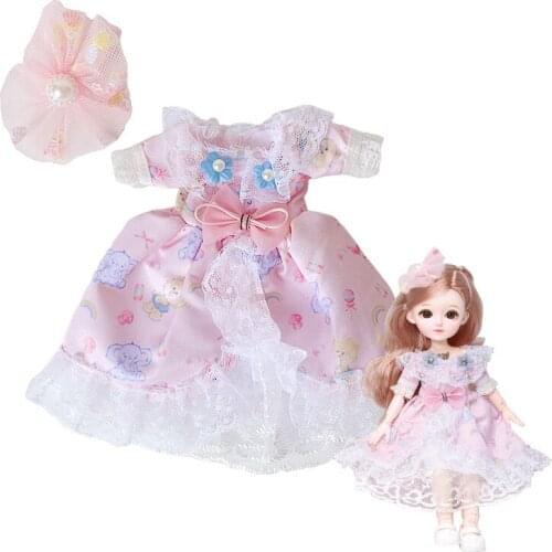 Doll Clothes Dress Accessories Cotton Material DIY Fashion Skirt Cute Skirt Suit Suit 30cm 1/6 Doll Hat Clothes Gift for Doll