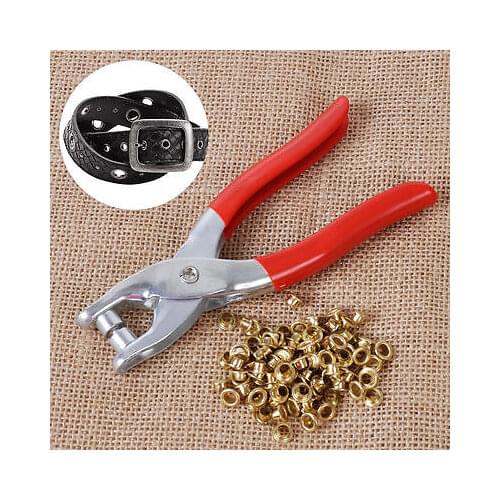 Grommet Rivets Eyelet Pliers Leather Bag Belt Hole Push Tool and 100pcs Eyelets