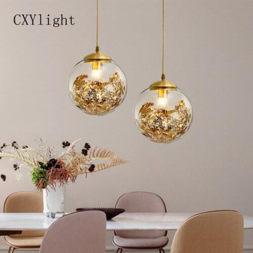 Post modern American led glass single head copper chandelier restaurant lighting creative bedroom lamps