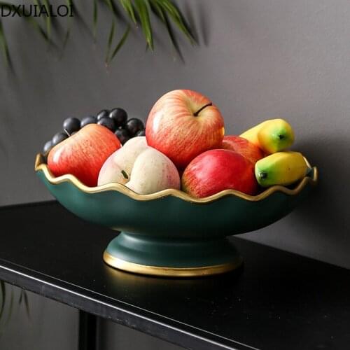 DXUIALOI European-style simple ceramic fruit plate housewarming gift home living room desktop snacks dried fruit storage ornamen