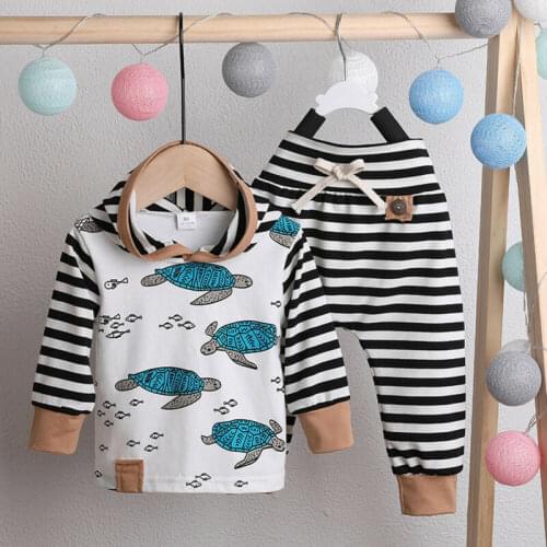Sale Toddler Baby Boys Girls Cotton Hoodie Striped Tops Pants Legging Outfits 0-24M