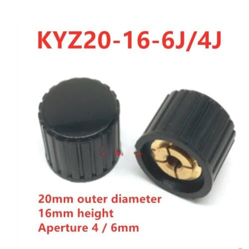 20pcs Potentiometer adjustment knob hat handle KYZ20-16-6J/4J copper core aperture 4MM 6MM switch gray cover black cover