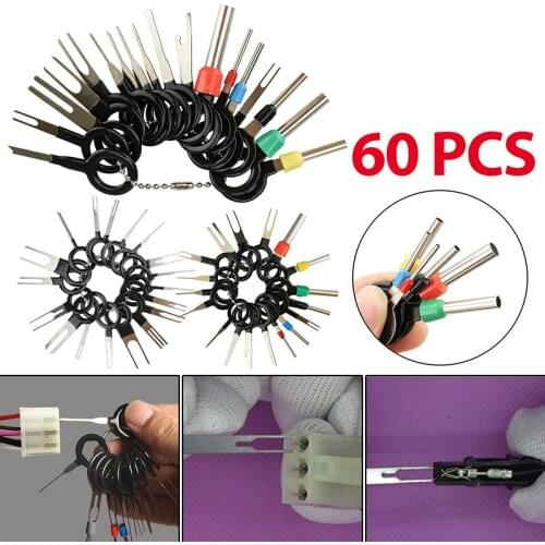 60Pcs Car Terminal Removal Tool Wire Plug Connector Extractor Puller Release Pin Extractor Kit For Car Plug Repair Accessories