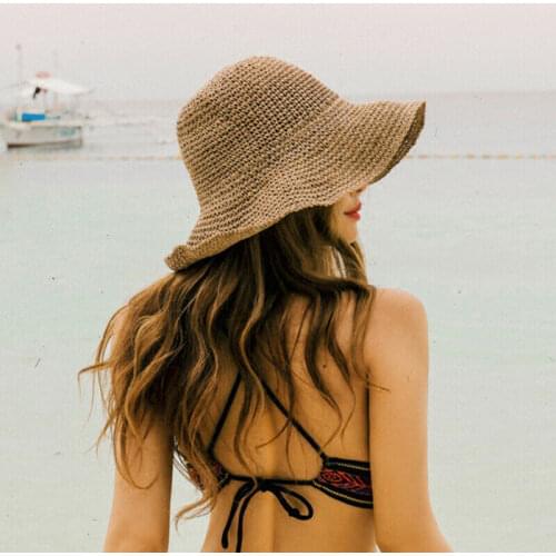 Hot Women Lady Girl Beach Medium Brim Summer Foldable Floppy Straw Hat Flower Travel Sun Straw Hat Cap for Women