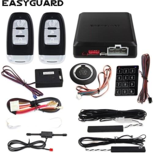EASYGUARD pke keyless entry push start system car alarm with remote start remote central locking remote control 433mhz DC12V
