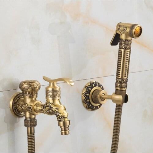 Bathroom Bidet Faucet Solid Brass Cold Toilet Shower Blow-fed Spray Gun Nozzle Antique Bidet Mixer Washing Machine Mop Pool Tap