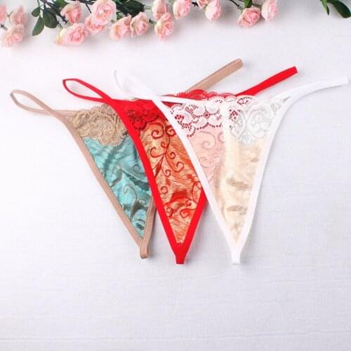 Wholesale Women Sexy Lingerie Cos Cosplay Floral Thongs Lace Sheer Mesh Embroidery G String Underwear Briefs Panties Girl T Back