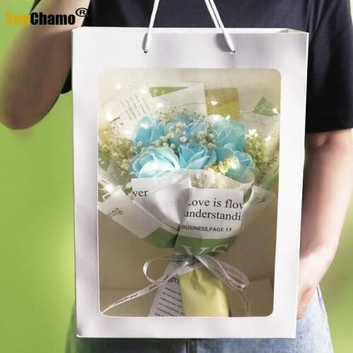 Dry Flowers Real Flowers Full Star Bouquets with Lights Forget Me Roses Soap Bouquets, Gift Boxes Christmas Gifts Dried Flowers