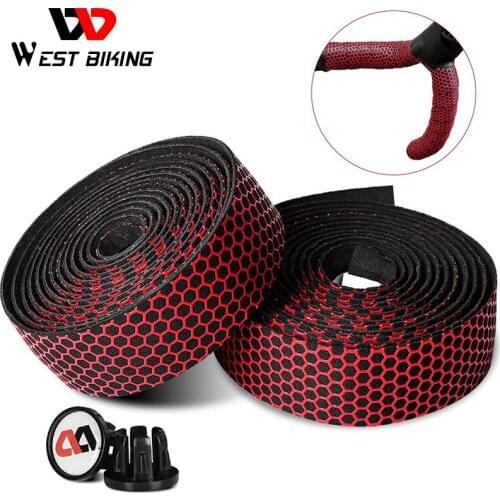 WEST BIKING Bike Handlebar Tape Road Bicycle Anti-slip Silica Gel EVA Shock Absorption Handle Bar Tape Cycling Wrap End Plug